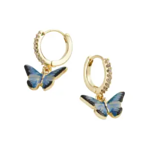 Fable Σκουλαρίκια Huggie Blue Butterfly