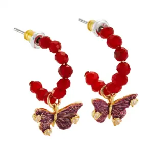Fable Σκουλαρίκια Κρίκοι Hera Butterfly Charm